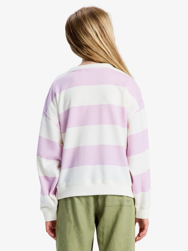 Roxy Purple Little Things Stripe Crew Neck Logo Sweatshirt - Image 2 of 7