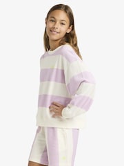 Roxy Purple Little Things Stripe Crew Neck Logo Sweatshirt - Image 4 of 7