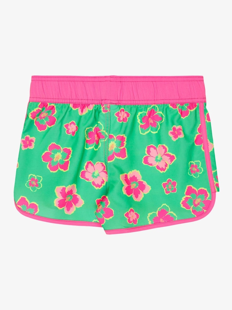 Roxy Green Floral Good Waves Only Swim Shorts - Image 2 of 2