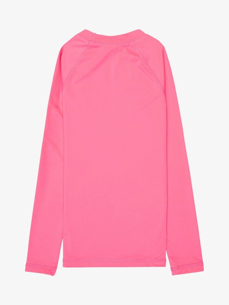 Roxy Pink Whole Hearted Long Sleeve Logo Rash Vest - Image 2 of 2