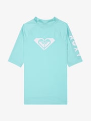 Roxy Blue Whole Hearted Short Sleeve Logo Rash Vest - Image 1 of 2
