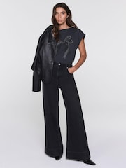 Mint Velvet Grey Cotton Bow Detail T-Shirt - Image 3 of 7