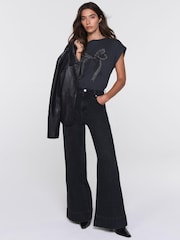 Mint Velvet Grey Cotton Bow Detail T-Shirt - Image 4 of 7