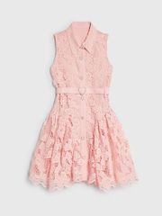 River Island Pink Bow Lace Belted Prom Dress - Image 1 of 4