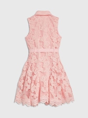 River Island Pink Bow Lace Belted Prom Dress - Image 2 of 4