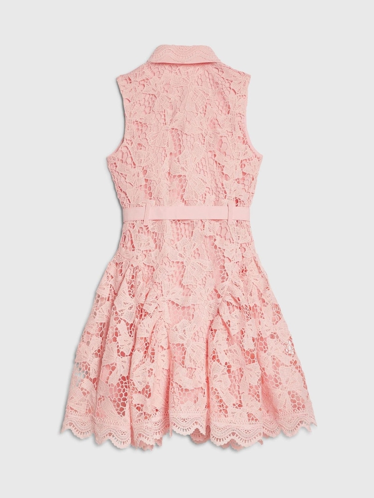 River Island Pink Bow Lace Belted Prom Dress - Image 2 of 4