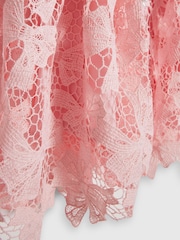 River Island Pink Bow Lace Belted Prom Dress - Image 3 of 4