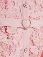 River Island Pink Bow Lace Belted Prom Dress - Image 4 of 4