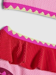 River Island Pink Colour Block Textured Frill Bikini - Image 3 of 4