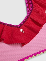 River Island Pink Colour Block Textured Frill Bikini - Image 4 of 4