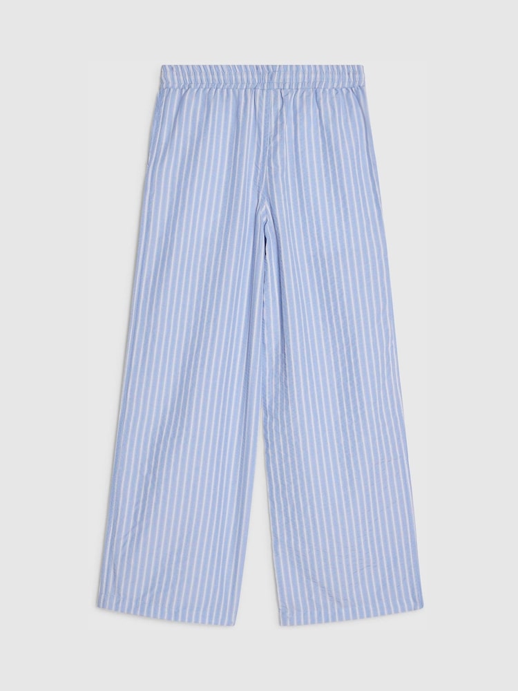 River Island Blue Seersucker Stripe Pull on Trousers - Image 2 of 4 River Island Blue Seersucker Stripe Pull on Trousers - Image 2 of 4