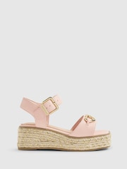 River Island Pink Heart Snaffle Buckle Wedge Sandal - Image 1 of 5