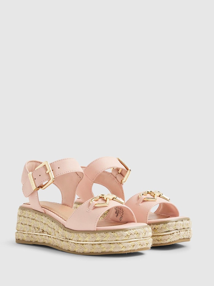 River Island Pink Heart Snaffle Buckle Wedge Sandal - Image 2 of 5 River Island Pink Heart Snaffle Buckle Wedge Sandal - Image 2 of 5