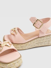 River Island Pink Heart Snaffle Buckle Wedge Sandal - Image 4 of 5