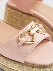 River Island Pink Heart Snaffle Buckle Wedge Sandal - Image 5 of 5
