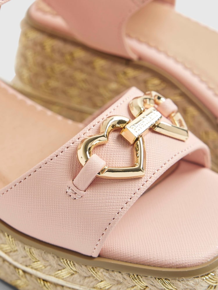 River Island Pink Heart Snaffle Buckle Wedge Sandal - Image 5 of 5 River Island Pink Heart Snaffle Buckle Wedge Sandal - Image 5 of 5