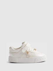 River Island White Iridescent Monogram Charm Trainers - Image 1 of 5