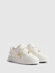 River Island White Iridescent Monogram Charm Trainers - Image 2 of 5