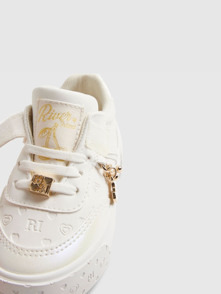 River Island White Iridescent Monogram Charm Trainers - Image 5 of 5