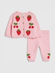 River Island Pink Strawberry & Cherry Cardigan Set - Image 2 of 5