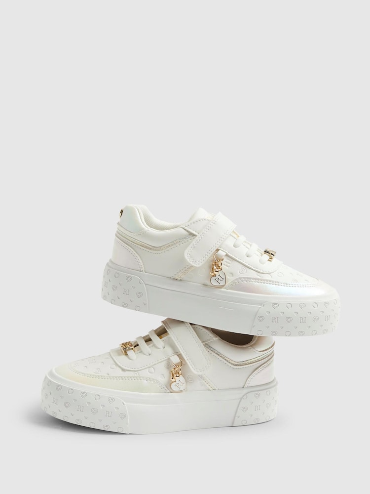 River Island White Iridescent Monogram Charm Trainers - Image 5 of 5 River Island White Iridescent Monogram Charm Trainers - Image 5 of 5