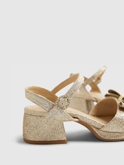 River Island Gold Glitter Bow Heeled Sandal - Image 4 of 5