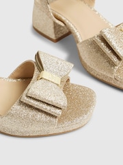 River Island Gold Glitter Bow Heeled Sandal - Image 5 of 5
