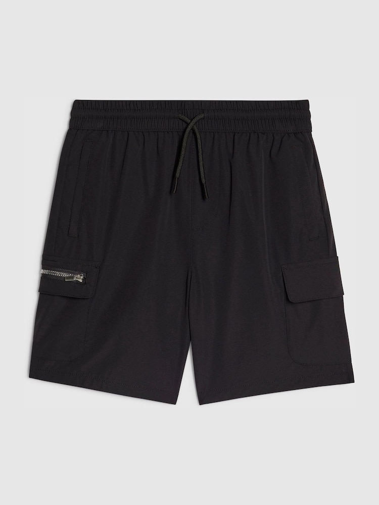 River Island Black Cargo Zip Pocket Shorts - Image 1 of 4 River Island Black Cargo Zip Pocket Shorts - Image 1 of 4