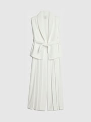 River Island White Sleeveless Blazer & Pleated Trousers Set - Image 2 of 4