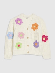 River Island Cream Flower Embroidered Cardigan - Image 1 of 4