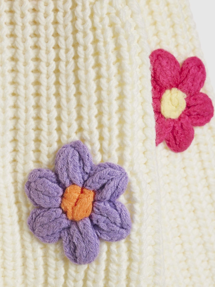 River Island Cream Flower Embroidered Cardigan - Image 4 of 4