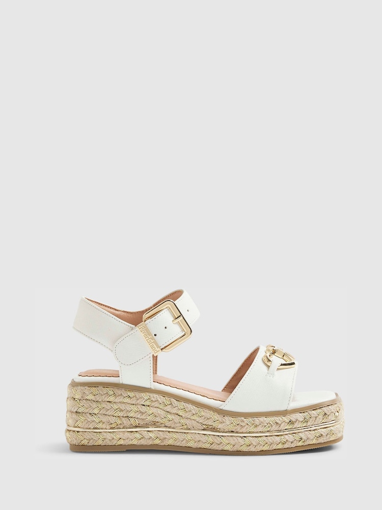 River Island White Heart Snaffle Buckle Wedge Sandal - Image 1 of 5