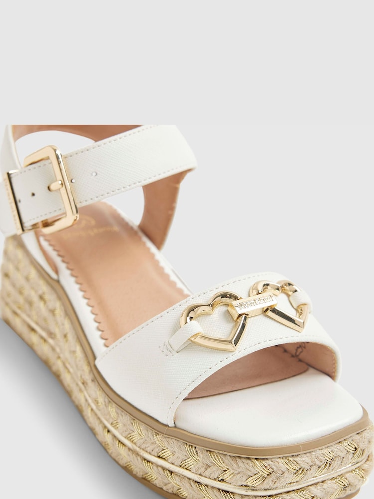River Island White Heart Snaffle Buckle Wedge Sandal - Image 5 of 5