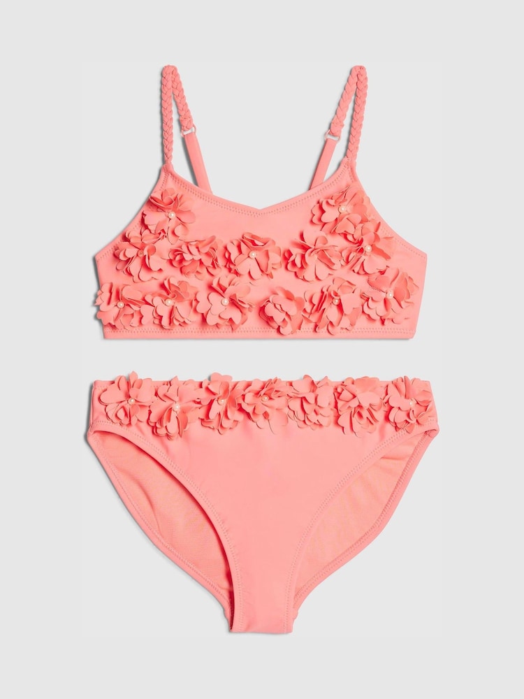 River Island Pink 3D Flower Bikini - Image 1 of 4 River Island Pink 3D Flower Bikini - Image 1 of 4