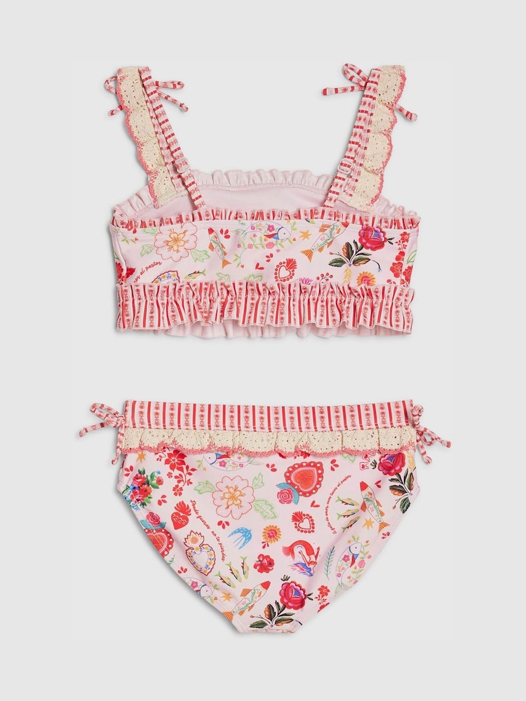 بيكيني بكشكشة بطبعة موضوعة بطراز مكسيكي من River Island - صورة 2 من 4