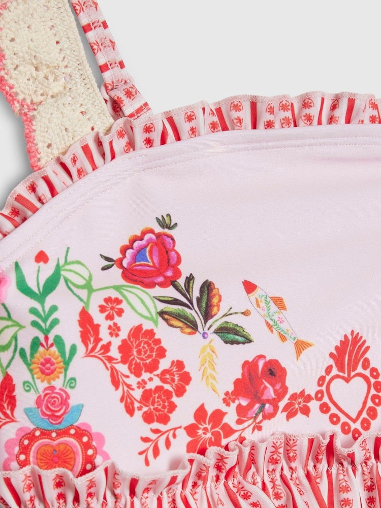 بيكيني بكشكشة بطبعة موضوعة بطراز مكسيكي من River Island - صورة 4 من 4