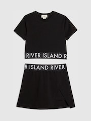 River Island Black Logo Waistband T-Shirt & Skort Set - Image 1 of 4
