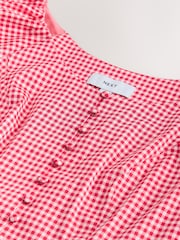 Red/White Gingham Milkmaid Puff Sleeve Top - Image 6 of 7