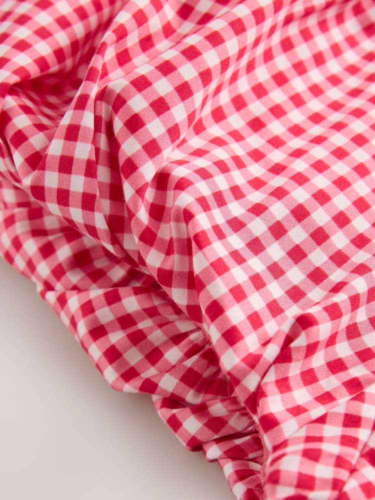 Red/White Gingham Milkmaid Puff Sleeve Top - Image 7 of 7