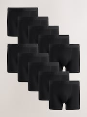 Black Waistband Cotton Rich Trunk Boxers 10 Pack - Image 1 of 14