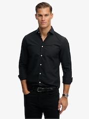 Superdry Black Classic Tailored Long Sleeve Shirt - Image 1 of 7