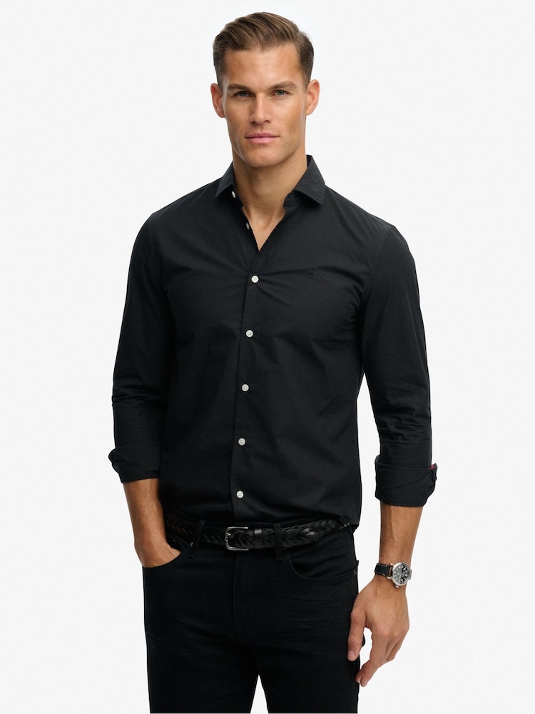 Superdry Black Classic Tailored Long Sleeve Shirt - Image 1 of 7