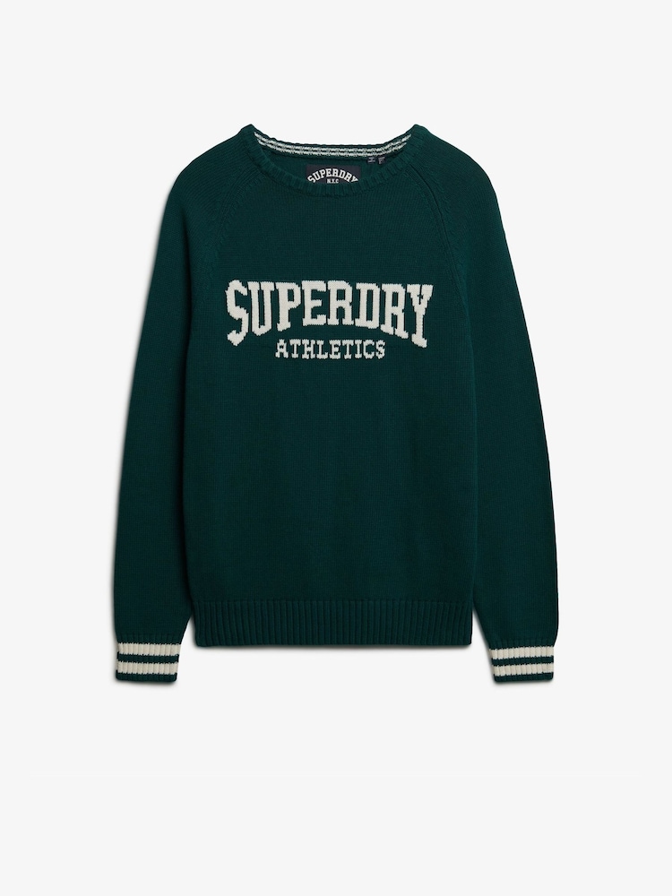 Superdry Green Slouchy Intarsia Graphic Knitted Jumper - Image 6 of 6 Superdry Green Slouchy Intarsia Graphic Knitted Jumper - Image 6 of 6