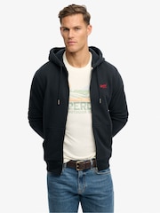 Superdry Blue Essential Logo Half Brushed Zip Hoodie - Image 1 of 4