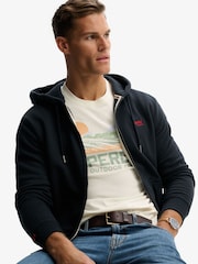 Superdry Blue Essential Logo Half Brushed Zip Hoodie - Image 3 of 4
