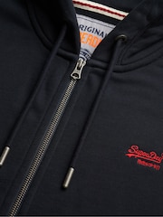 Superdry Eclipse Navy/Red Essential Logo Half Brushed Zip Hoodie - Image 5 of 5