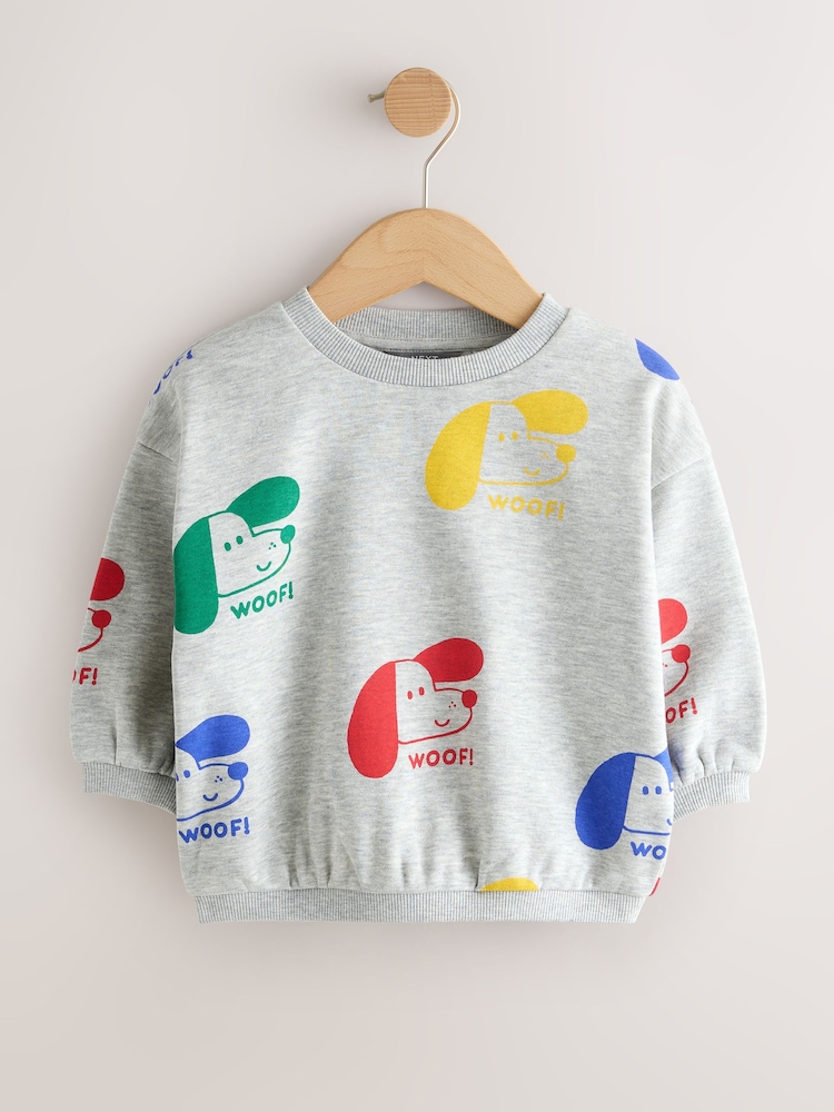 Grey Printed Dogs All-Over Print Crew Neck Sweatshirt (3mths-7yrs) - Image 1 of 4