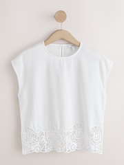 White Sleeveless Cutwork Detail Top - Image 7 of 9