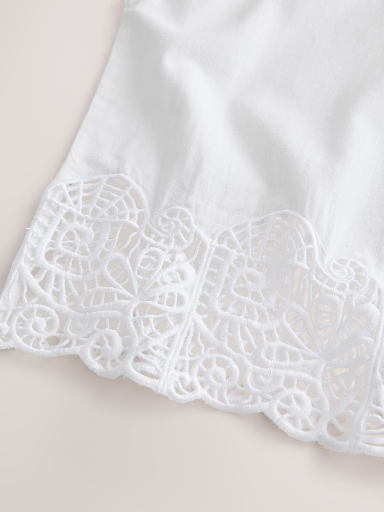 White Sleeveless Cutwork Detail Top - Image 9 of 9
