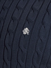 Joules Navy Crew Neck Cotton Cable Knit Jumper - Image 5 of 6